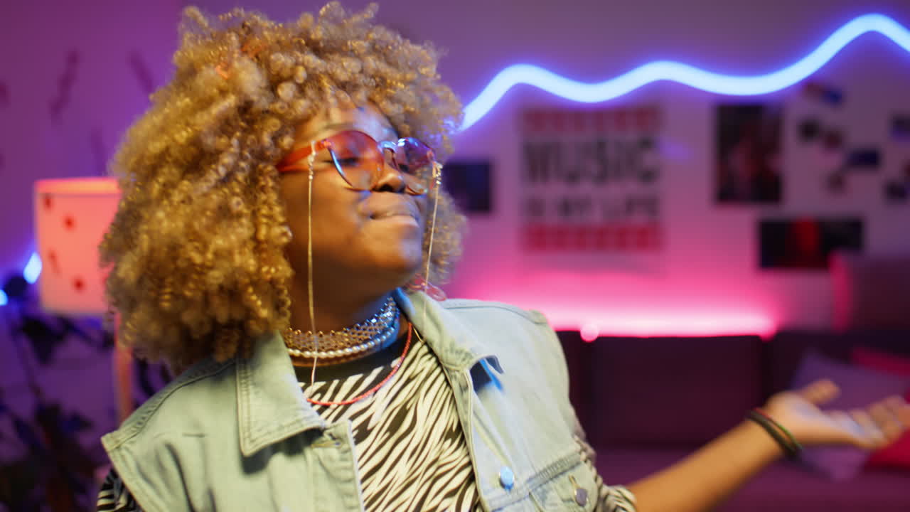 African American Friends Dancing in Audio Studio