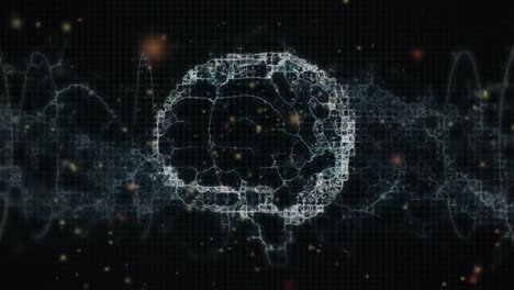animación del cerebro y el cerebro humano girando sobre fondo negro
