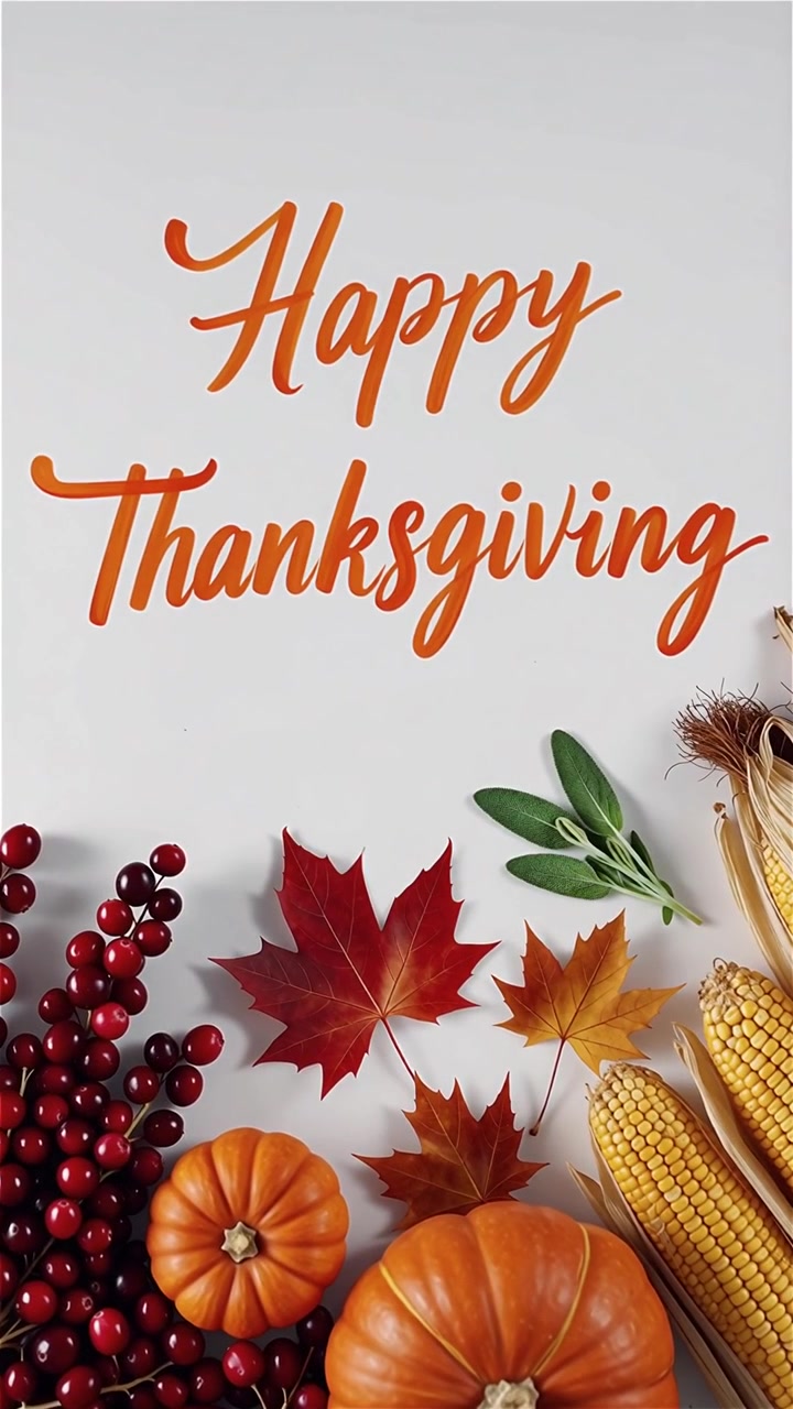Fondo de feliz Día de Acción de Gracias con hojas de otoño y calabazas