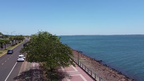 driving through the streets of posadas on the bank of the parana river, argentina