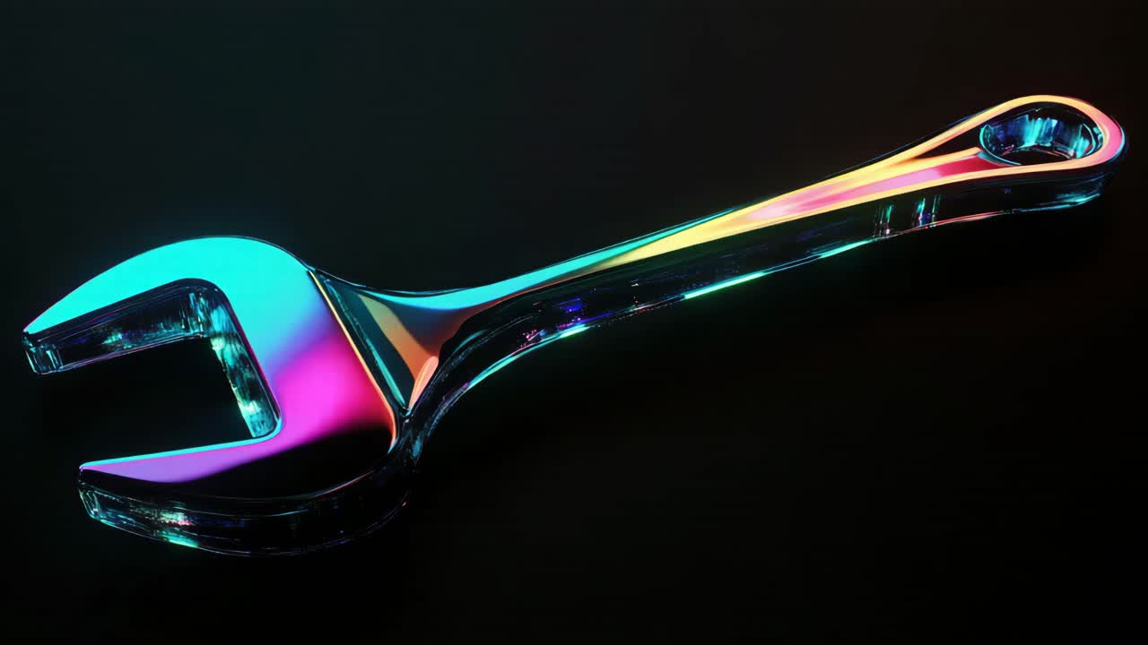 Close-up of an iridescent wrench