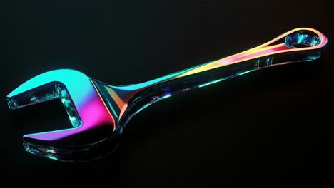 close-up of an iridescent wrench