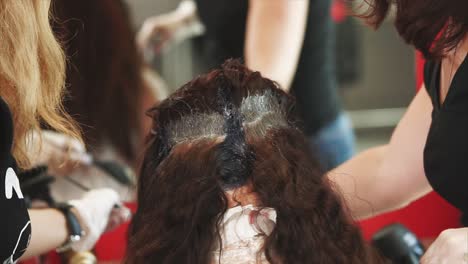 hair coloring session in salon