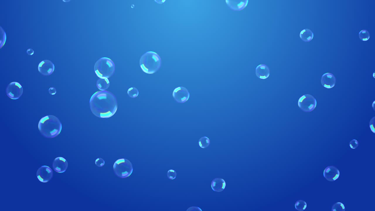 Beautiful Water Bubbles Rising Up. Loop3d Animation of Sparkling Water on White and Blue Backgrounds.
