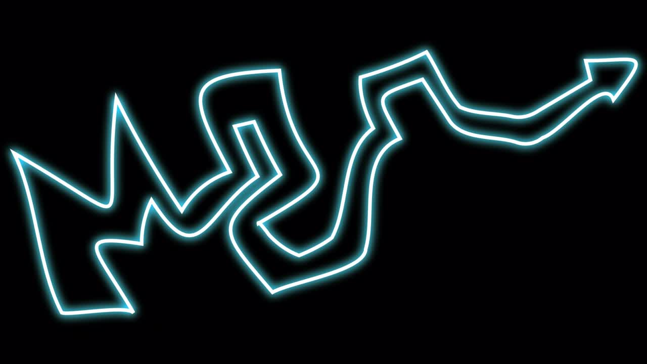 intrincada flecha de neón con movimiento hacia arriba.