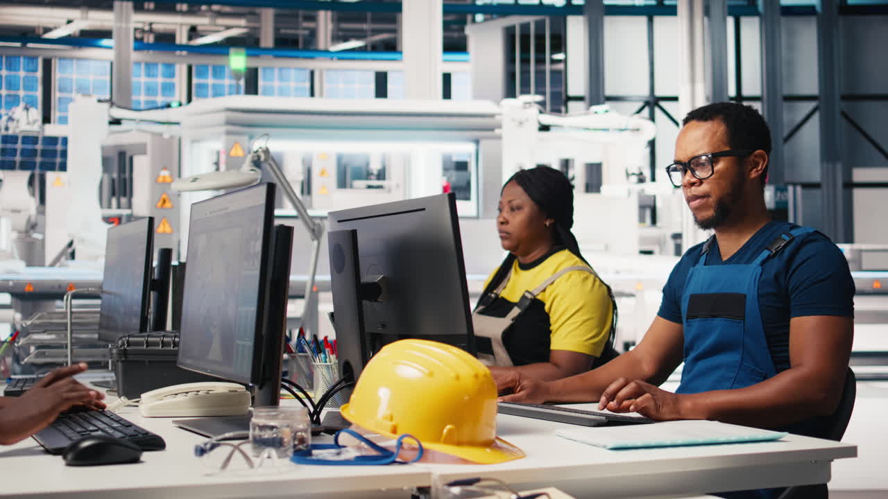 Vertical Video Engineer reviews energy saving configurations in solar facility