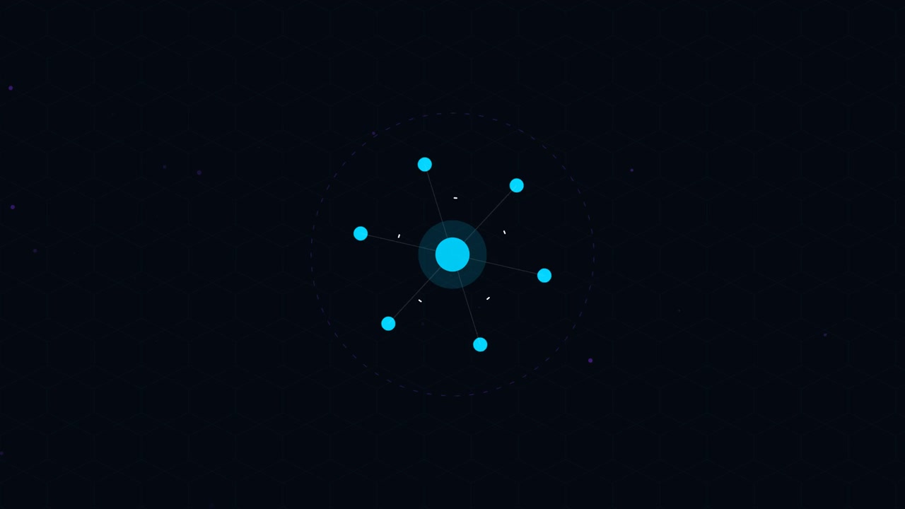 Abstract Digital Network Node Animation on Dark Background