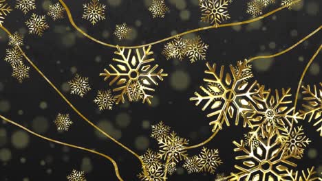 Animation-of-snowflakes-and-lines-over-black-background