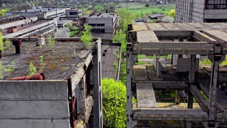 abandoned industrial zone with workshop building, warehouse