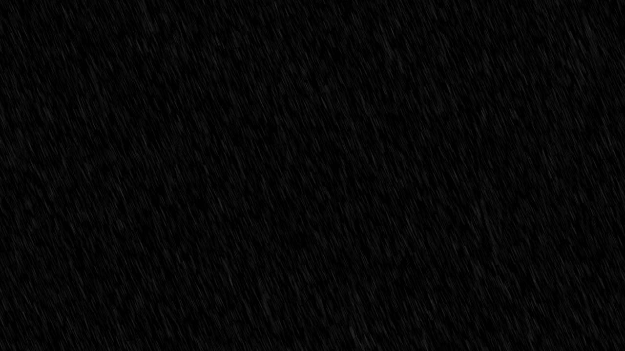 Realistic heavy rain falling diagonally on black background. Use as an overlay for creating stormy, moody, or dramatic weather scenes
