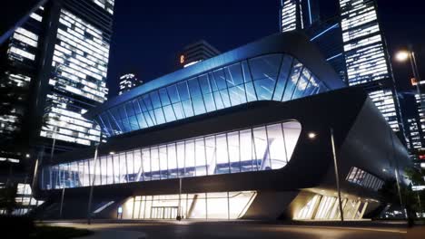 edificio de la ciudad moderna por la noche