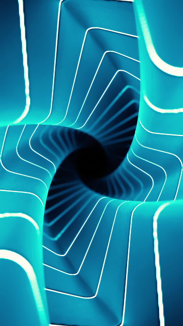 Abstract Blue Glowing Tunnel