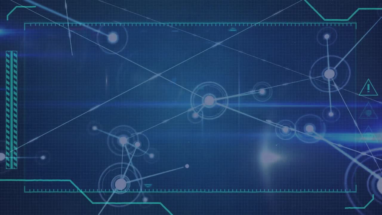 Animation of network of connections on blue background