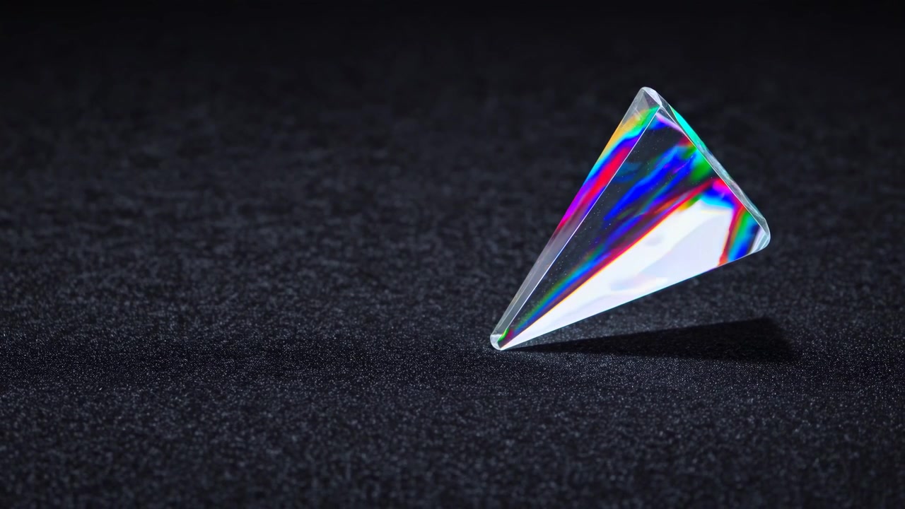 Glass Prism Reflecting Light on a Dark Textured Surface