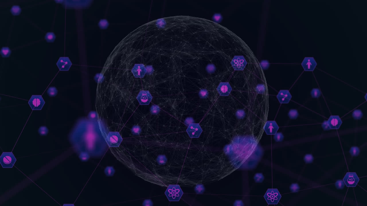 Network of connection icons against Globe of network of connections