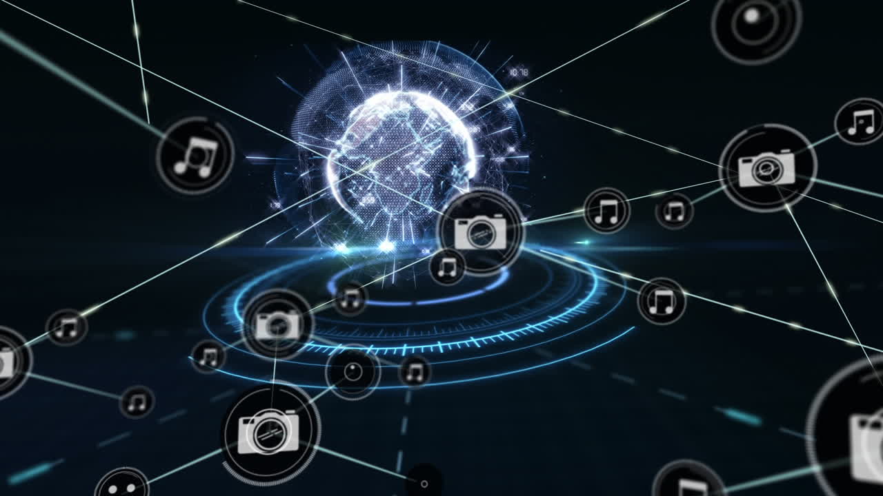 animación de la red de conexiones en todo el mundo sobre un fondo negro