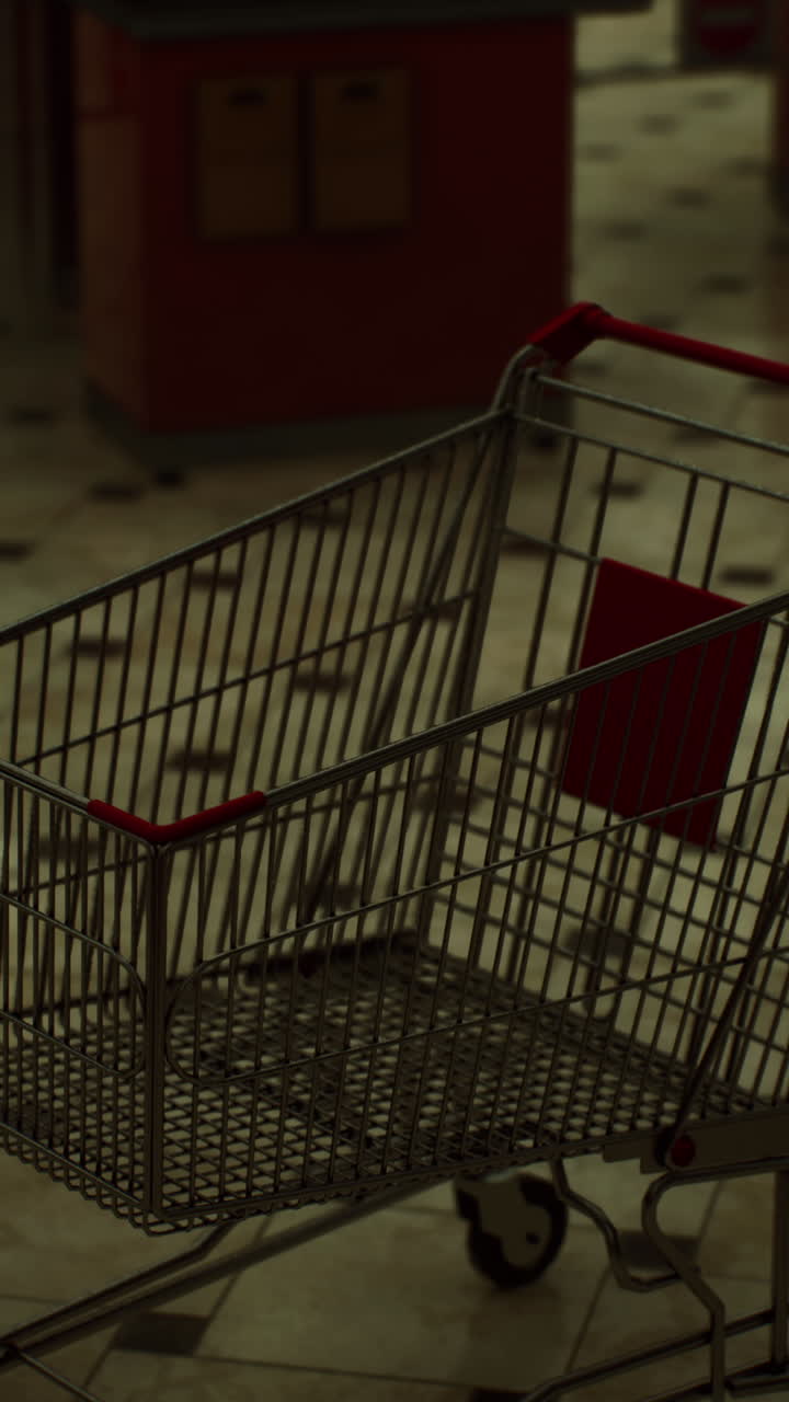 Empty Shopping Cart in a Grocery Store