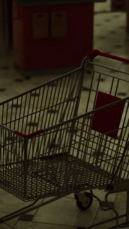 un carrito de compras vacío en una tienda de comestibles