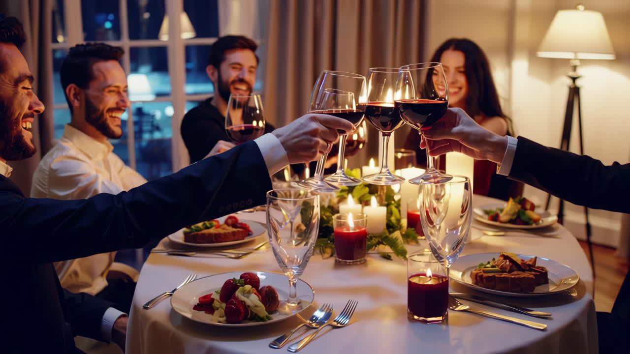 amigos celebrando una cena.