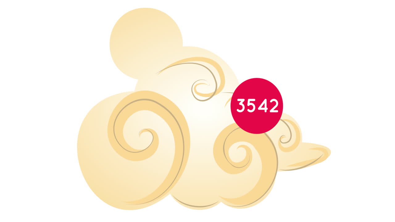 ⁇ 색 배경 위에 숫자와 구름 아이콘의 애니메이션