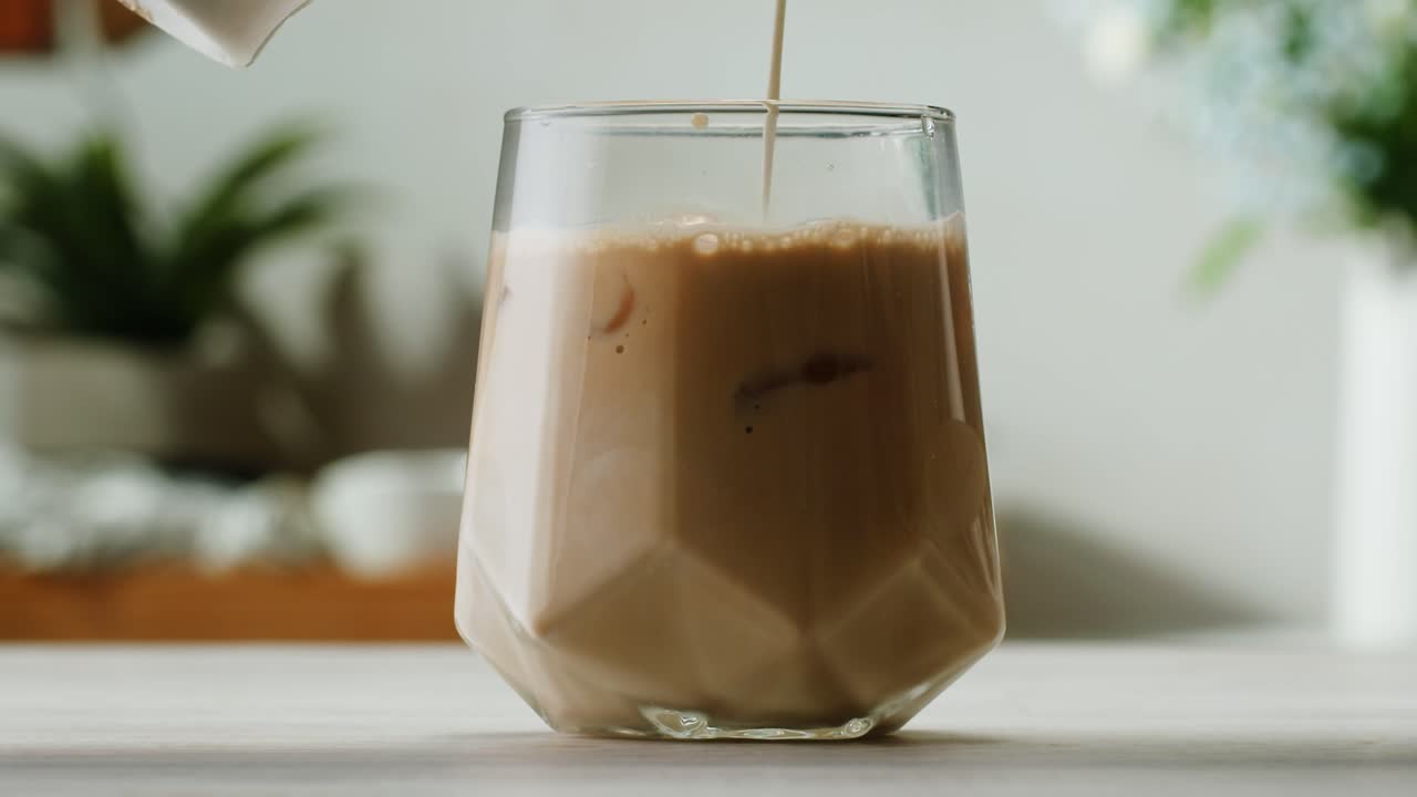 Iced Latte Being Prepared