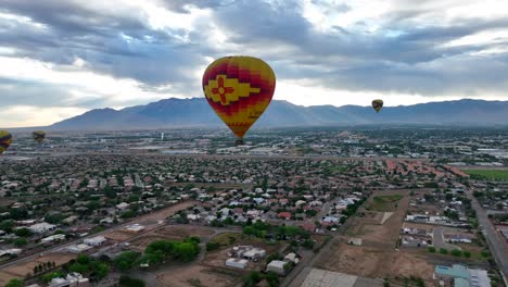 new mexico flag hot air balloon during fiesta in albuquerque