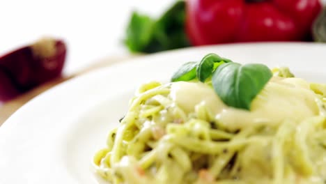 cooked pasta on plate