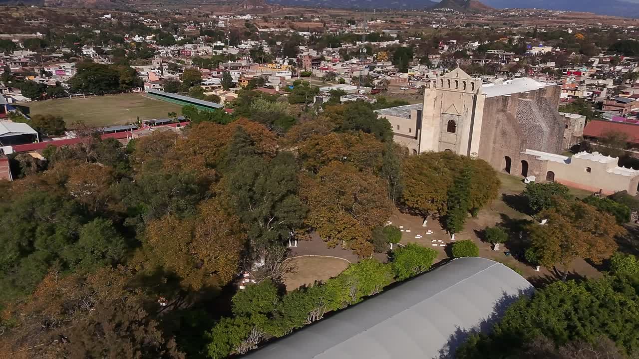 aerial shot of a city eith all of the vegetation, squares and monuments