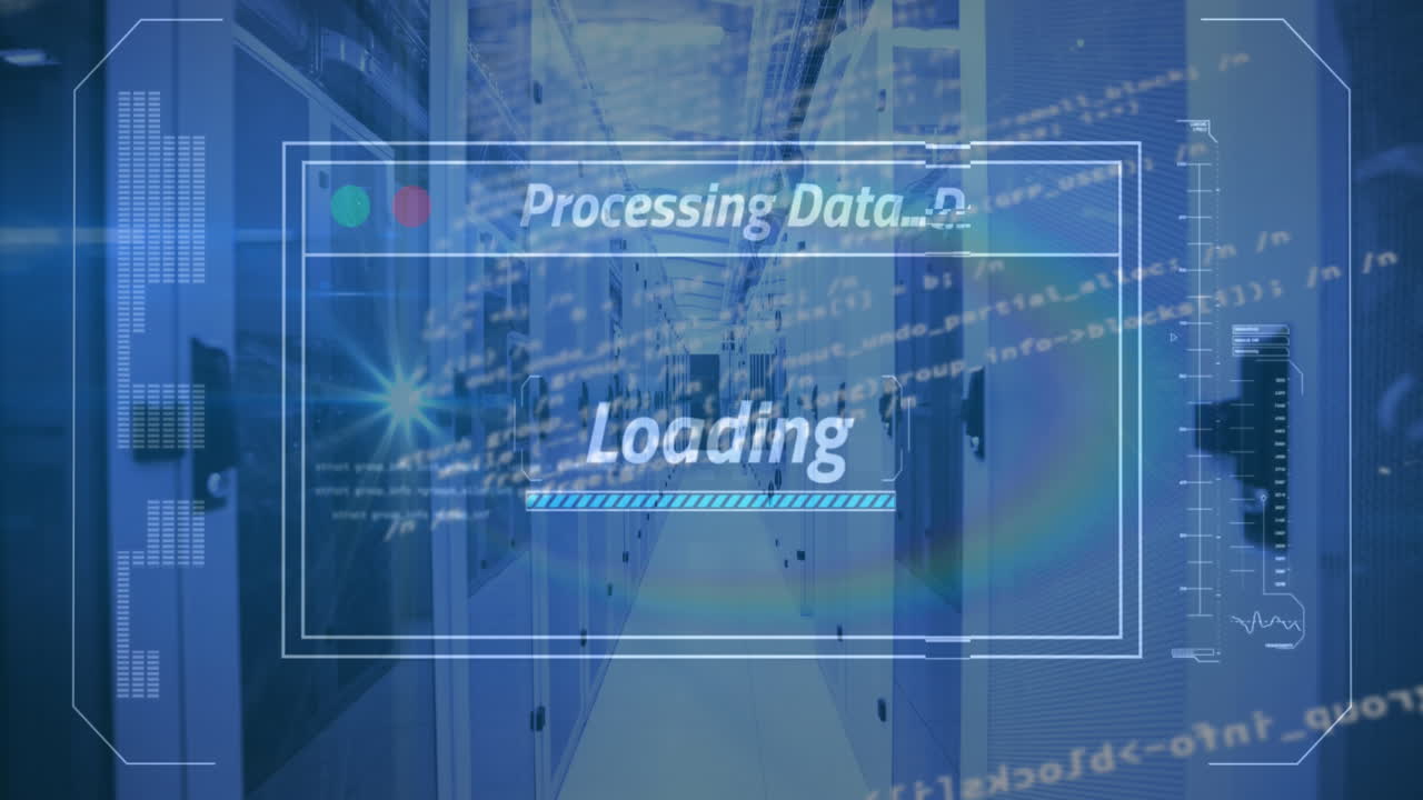 백그라운드에서 서버 에 대한 컴퓨터 언어를 통해 여러 텍스트의 애니메이션과 로딩 바