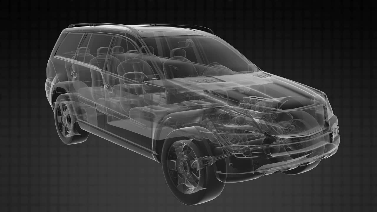 el coche transparente gira.