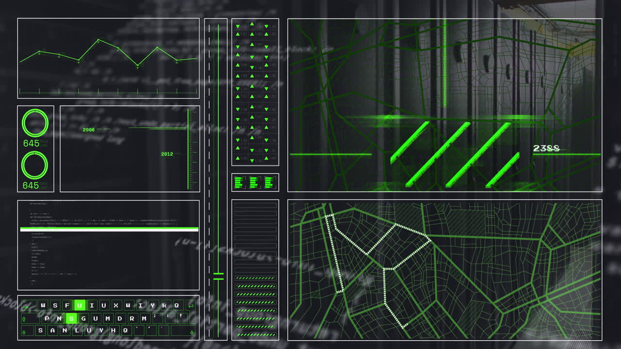 컴퓨터 서버를 통해 데이터 처리의 애니메이션