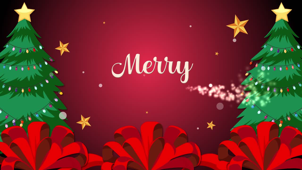 애니메이션 크리스마스 트리와 반이는 휴일 인사