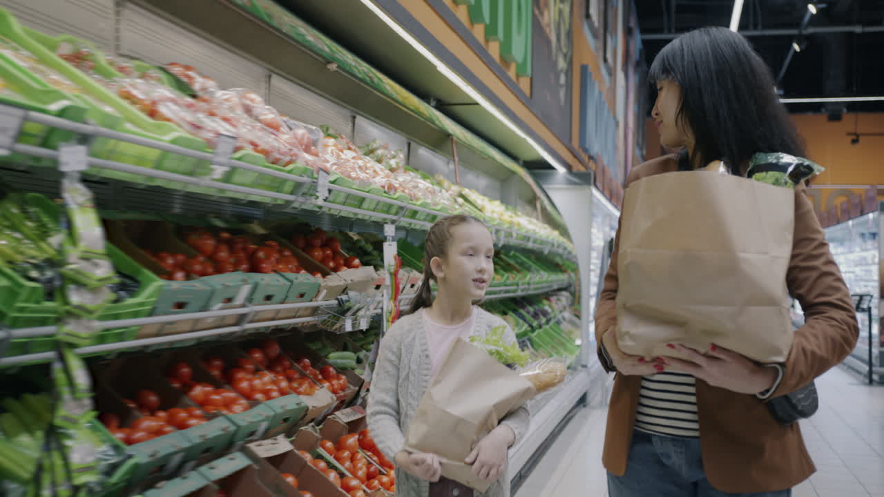 Mother and Daughter Grocery Shopping
