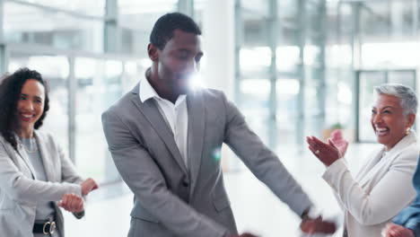 black man, business people and team dance
