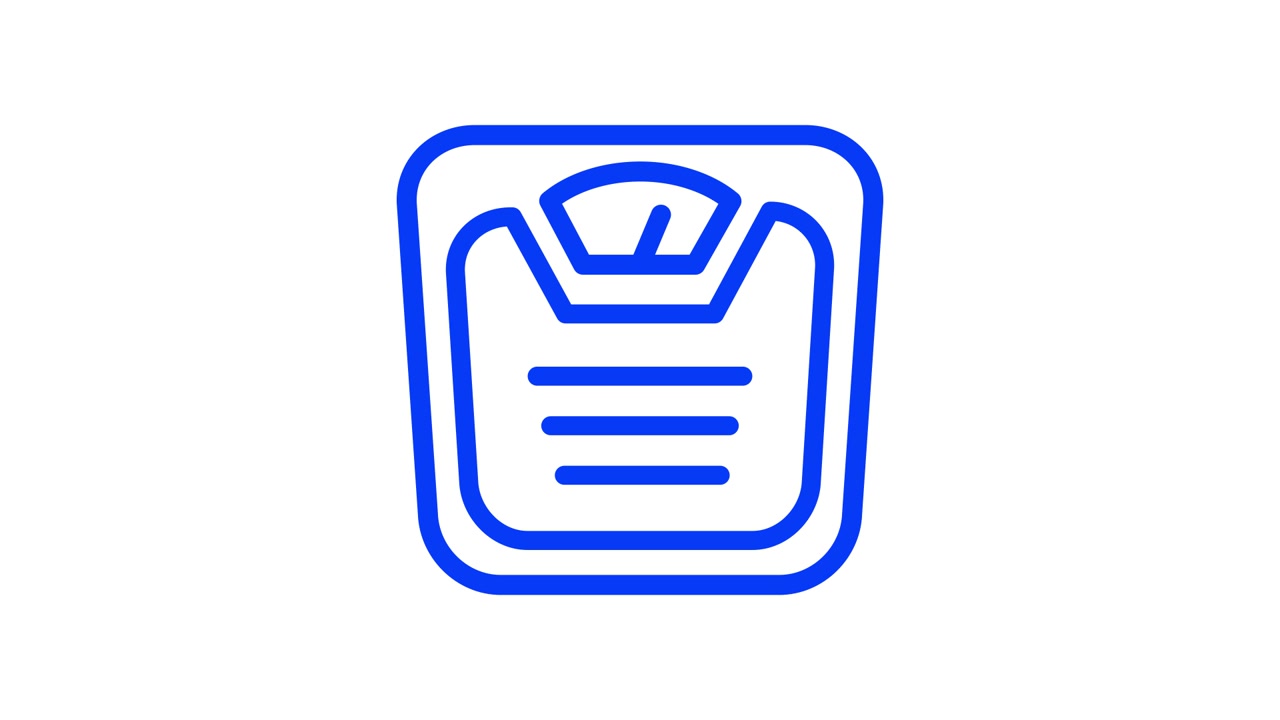 Blue Animated Weight Scale Icon on White Background