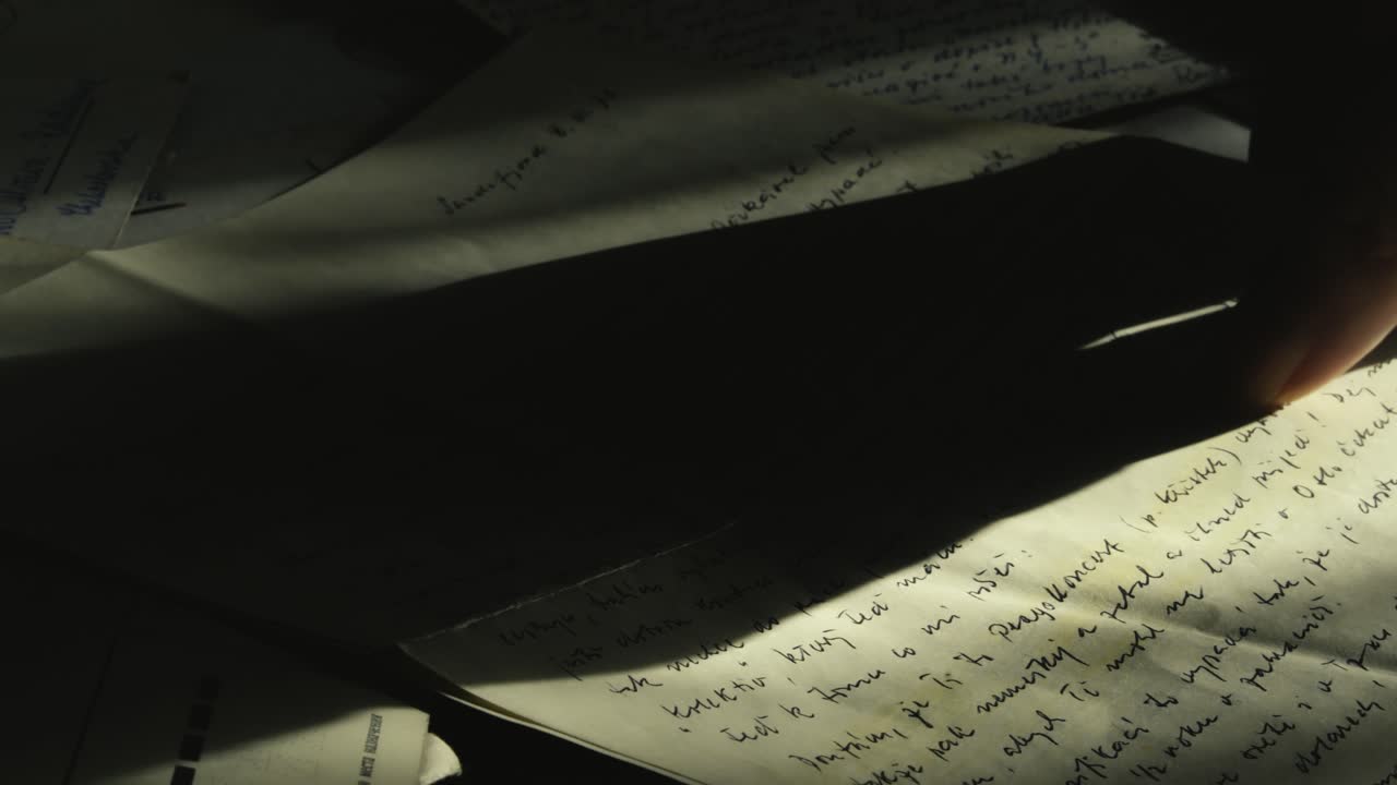 Translators shadowy finger points to handwriting on old legal document