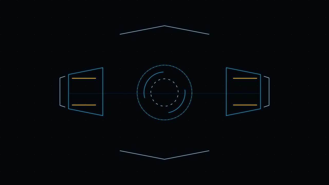 Abstract Futuristic HUD Interface Animation with Rotating Circular Elements