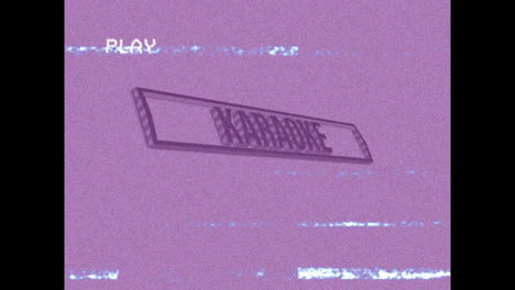 karaoke sign in retro vhs-style animation with static interference effects