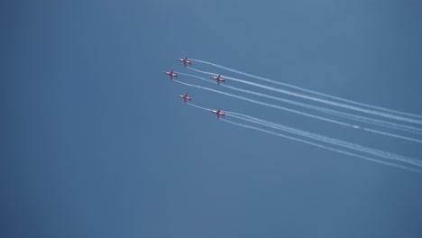 surya kiran aerobatic team performing in the sky during aero india, showcasing aerial stunts