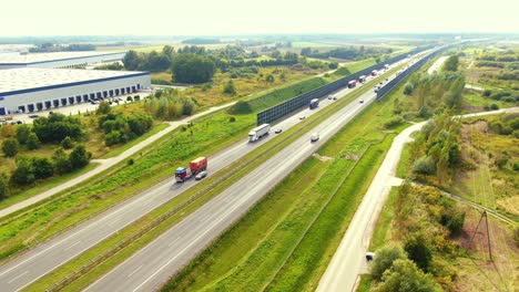 aerial view of logistics center next to the highway