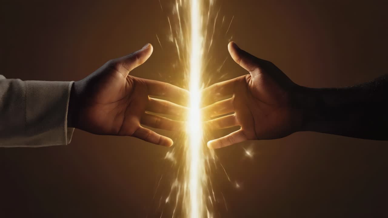 Hands reaching for connection and power