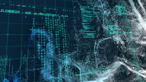 animación del procesamiento de datos con senderos de luz brillantes