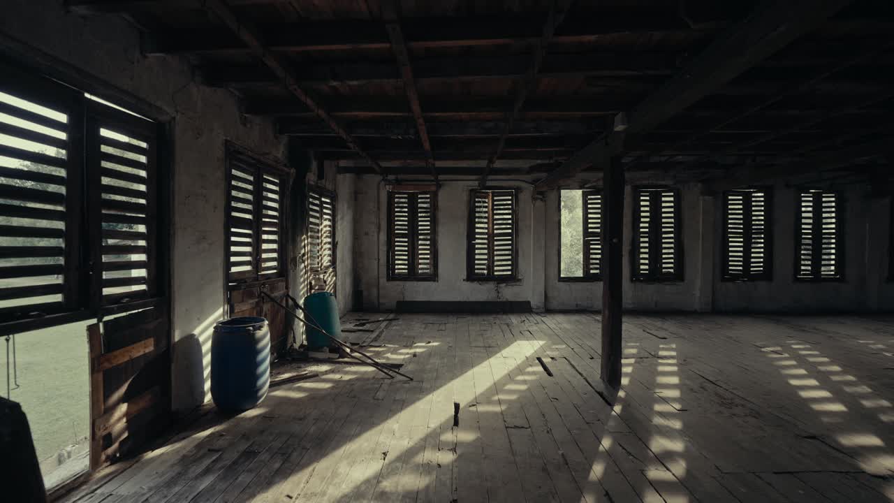 Time Lapse of Sunlight and Shadows Moving Across an Abandoned Old Room