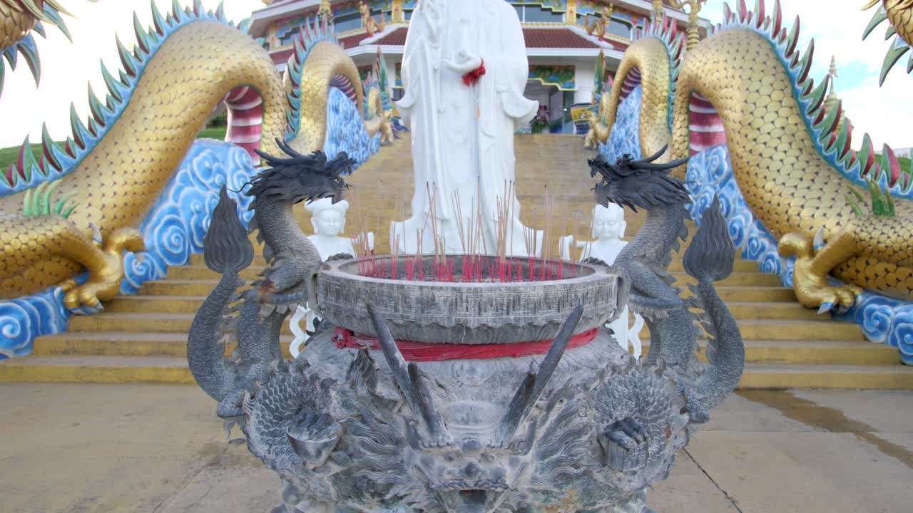 Decorative Incense Pot At Wat Huay Pla Kang Buddhist Temple In Chiang Rai, Thailand. Close-up Shot