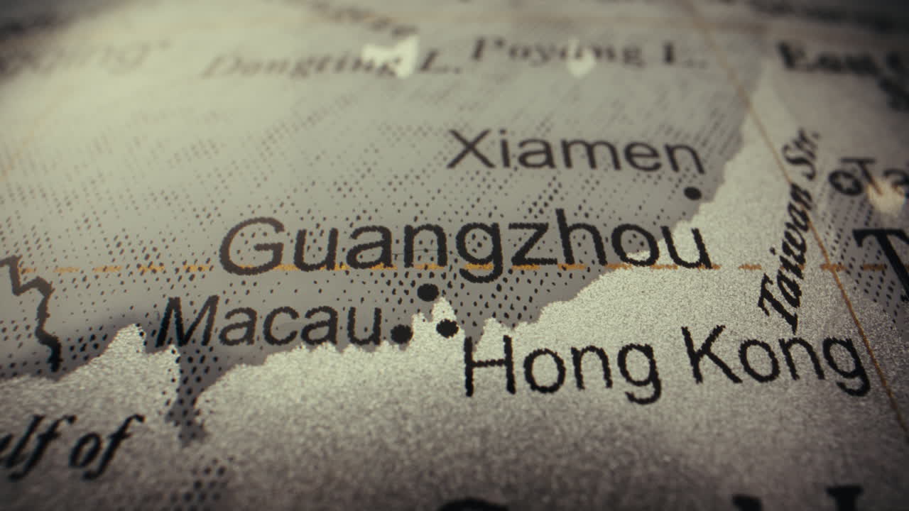 Close-up of a world map focusing on South East Asia