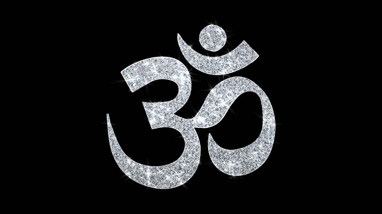 Glittering Om Symbol on Black Background