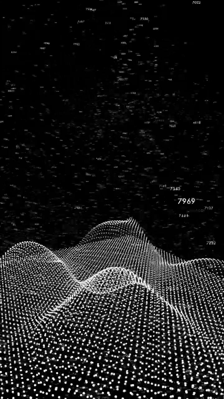 High-tech visualization of numerical data waves and scanning interface elements. Ideal for military defense, cybersecurity monitoring, and futuristic AI command centers.