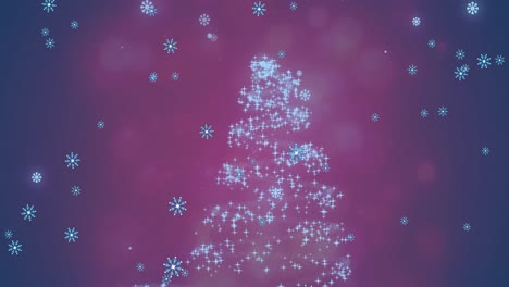 Animation-of-christmas-tree-and-shooting-star-with-snow-falling