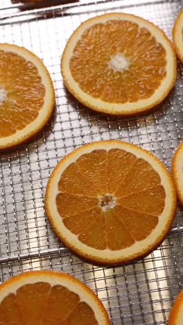 dried orange slices on drying rack