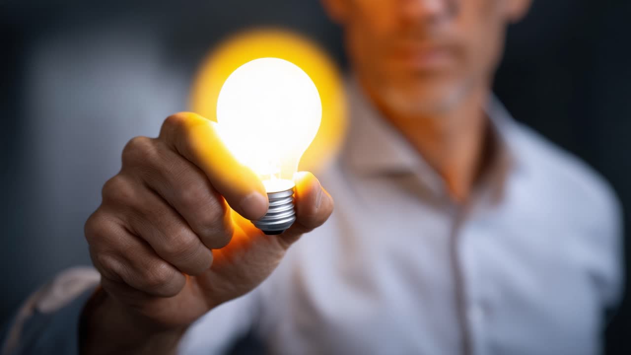 A Person Holding a Glowing Light Bulb Emphasizing Innovation and Bright Ideas in a Dark Environment, Symbolizing Creativity and Inspiration for New Concepts